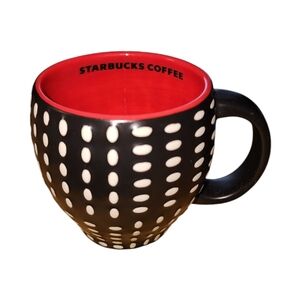 Starbucks Embossed White Polka Dots Black Mug 2008